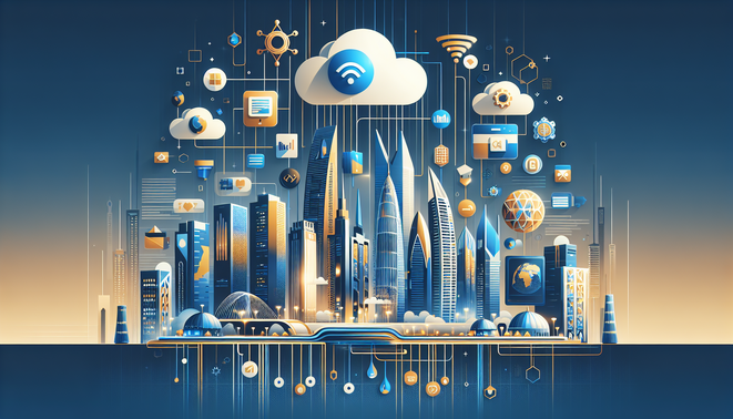 A futuristic cityscape representing the rise of startups in the Middle East